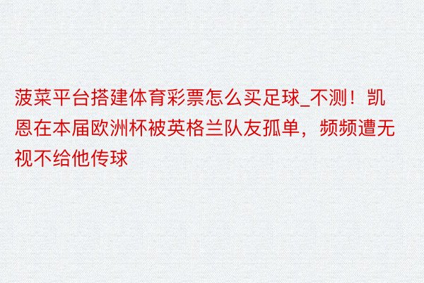 菠菜平台搭建体育彩票怎么买足球_不测！凯恩在本届欧洲杯被英格兰队友孤单，频频遭无视不给他传球