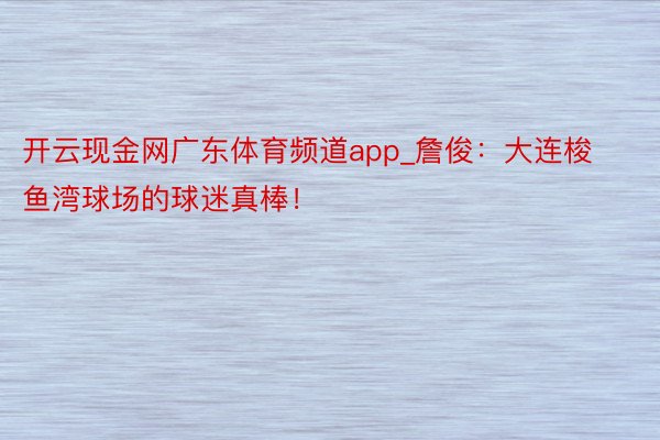 开云现金网广东体育频道app_詹俊：大连梭鱼湾球场的球迷真棒！