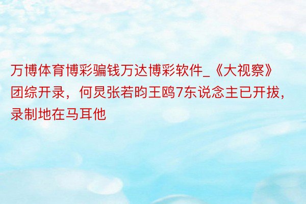 万博体育博彩骗钱万达博彩软件_《大视察》团综开录，何炅张若昀王鸥7东说念主已开拔，录制地在马耳他